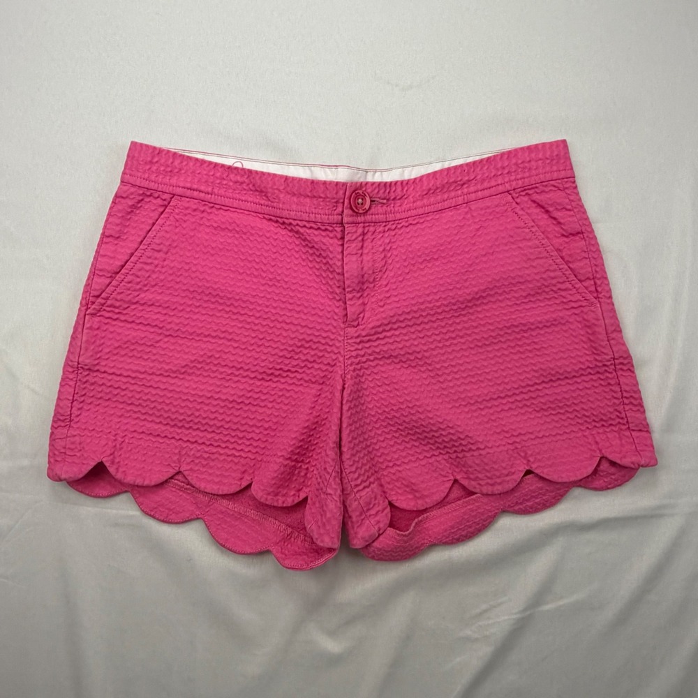 Lilly Pulitzer Buttercup Short Womens 6 Pink Scalloped Seersucker 95509